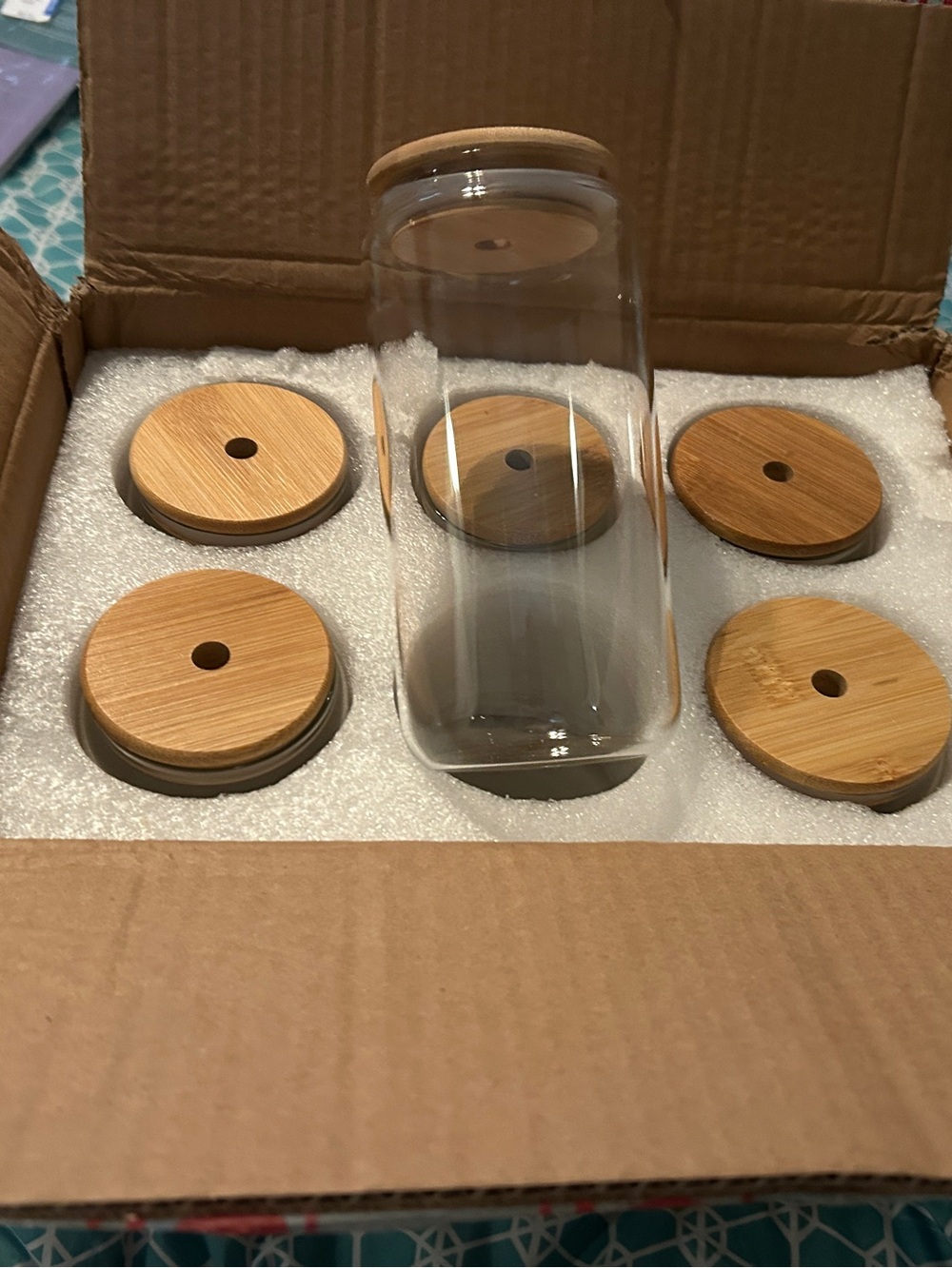 Clear Glass Storage Jar with Bamboo Lid - Natural Brown